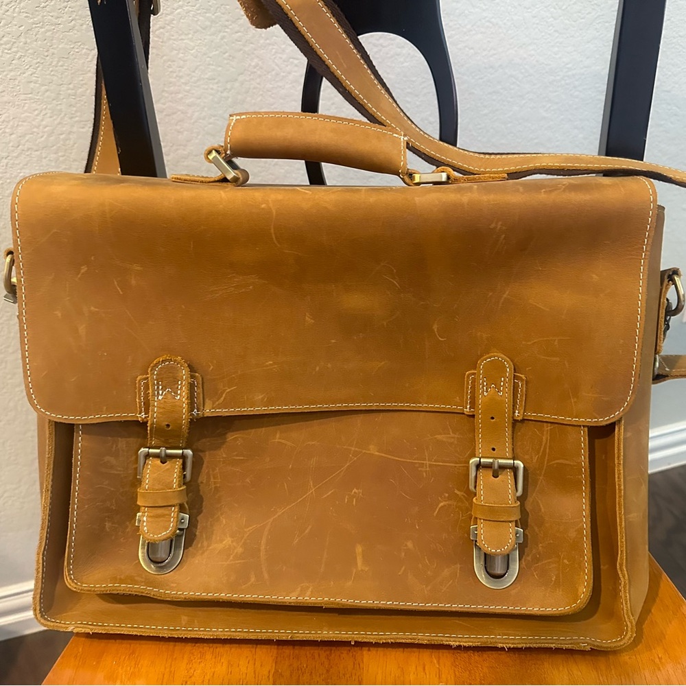 Crazy Horse genuine leather messenger bag